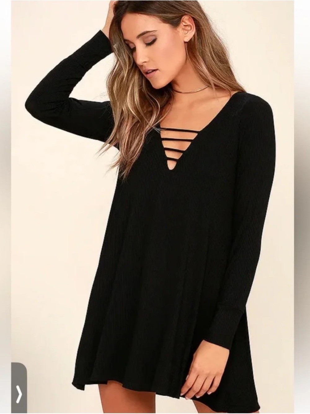 Lulus Lucy Love Black Long-Sleeve Great Day Swing Dress